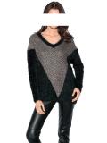 Designer-Flauschpullover schwarz-silber