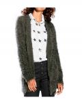 Designer-Flauschstrickjacke oliv