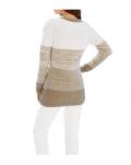 Designer-Flauschstrickjacke taupe-wollweiß