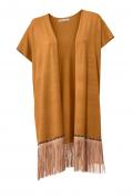 Designer-Fransenstrickjacke camel