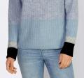 Designer-Grobstrickpullover hellblau-marine