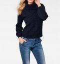 Designer-Grobstrickpullover marine