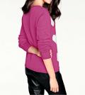 Designer-Intarsien-Pullover pink-weiß