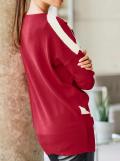 Designer-Intarsien-Pullover rot-ecru