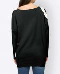 Designer-Intarsien-Pullover schwarz-ecru