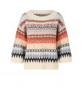 Designer-Jacquard-Pullover beige-terra-blau