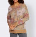 Designer-Jacquard-Pullover camel-rosenholz