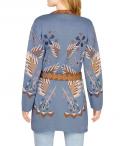 Designer-Jacquard-Strickjacke blau-bunt