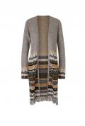 Designer-Jacquard-Strickmantel steingrau-camel