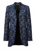 Designer-Jacquardlongblazer blau-schwarz