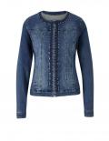 Designer-Jeansjacke mit Perlen blau-used