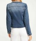 Designer-Jeansjacke mit Perlen blau-used