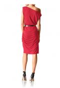 Designer-Jerseykleid tomatenrot