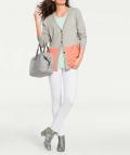 Designer-Kaschmir-Cardigan grau-apricot