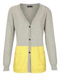 Designer-Kaschmir-Cardigan grau-gelb