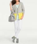 Designer-Kaschmir-Cardigan grau-gelb