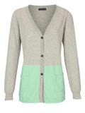 Designer-Kaschmir-Cardigan grau-mint