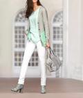 Designer-Kaschmir-Cardigan grau-mint