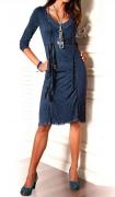 Designer-Kleid 2tlg. marine