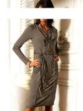 Designer-Kleid 2tlg. taupe