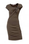 Designer-Kleid mit Brosche taupe