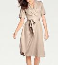 Designer-Kleid mit Gürtel beige