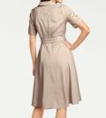 Designer-Kleid mit Gürtel beige