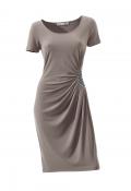 Designer-Kleid mit Perlen taupe