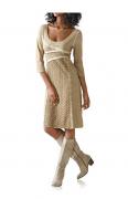 Designer-Kleid mit Spitze sand Gr. 44