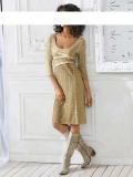 Designer-Kleid mit Spitze sand Gr. 44