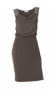 Designer-Kleid mit Steinen taupe