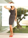 Designer-Kleid mit Steinen taupe