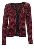 Designer-Kurzstrickjacke rot-schwarz