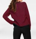 Designer-Kurzstrickjacke rot-schwarz