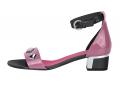 Designer-Lacksandalette pink-schwarz