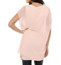 Designer-Lagen-Longbluse mit Pailletten rosé