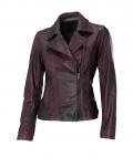 Designer-Lammnappaleder-Bikerjacke aubergine