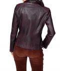 Designer-Lammnappaleder-Bikerjacke aubergine