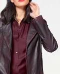 Designer-Lammnappaleder-Bikerjacke aubergine