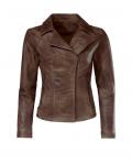 Designer-Lammnappaleder-Bikerjacke braun