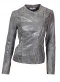 Designer-Lammnappalederjacke grau-silber Gr. 40