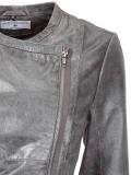 Designer-Lammnappalederjacke grau-silber Gr. 40