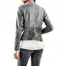 Designer-Lammnappalederjacke grau-silber Gr. 40