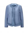 Designer-Lammnappalederjacke mit Cut-Outs blau