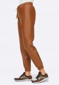 Designer-Lederimitat-Hose cognac