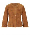 Designer-Lederjacke mit Cut-Outs cognac