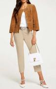 Designer-Lederjacke mit Cut-Outs cognac