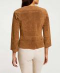 Designer-Lederjacke mit Cut-Outs cognac