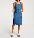 Designer-Leinenkleid jeansblau