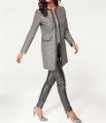 Designer-Longblazer grau-bunt